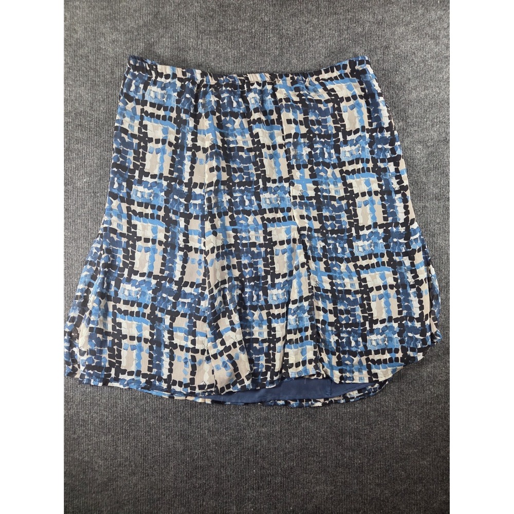 Sag Harbor Womens XL Blue‎ Abstract Grid Print Elastic Waist A-Line Skirt Lined